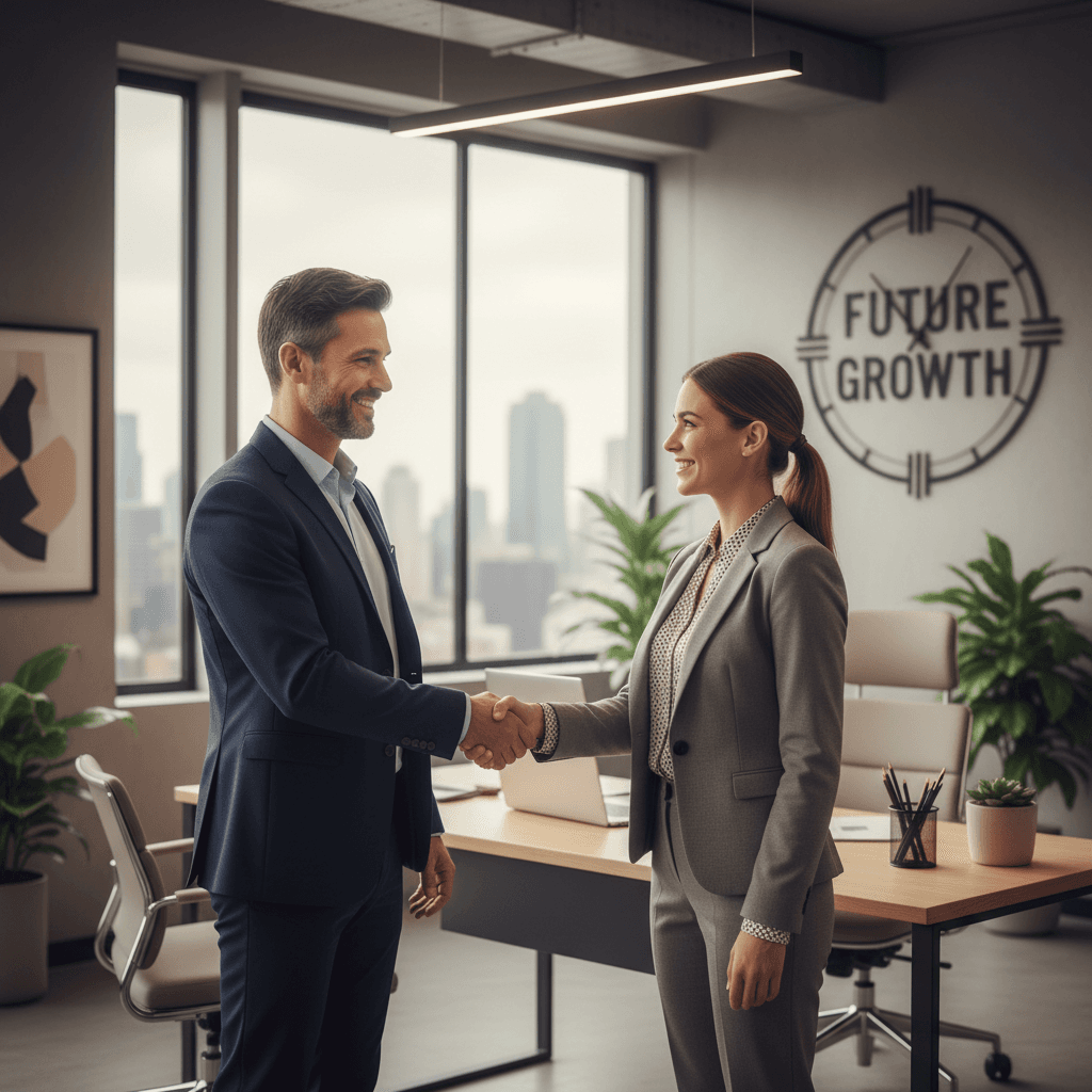 Business owner shaking hands with accountant