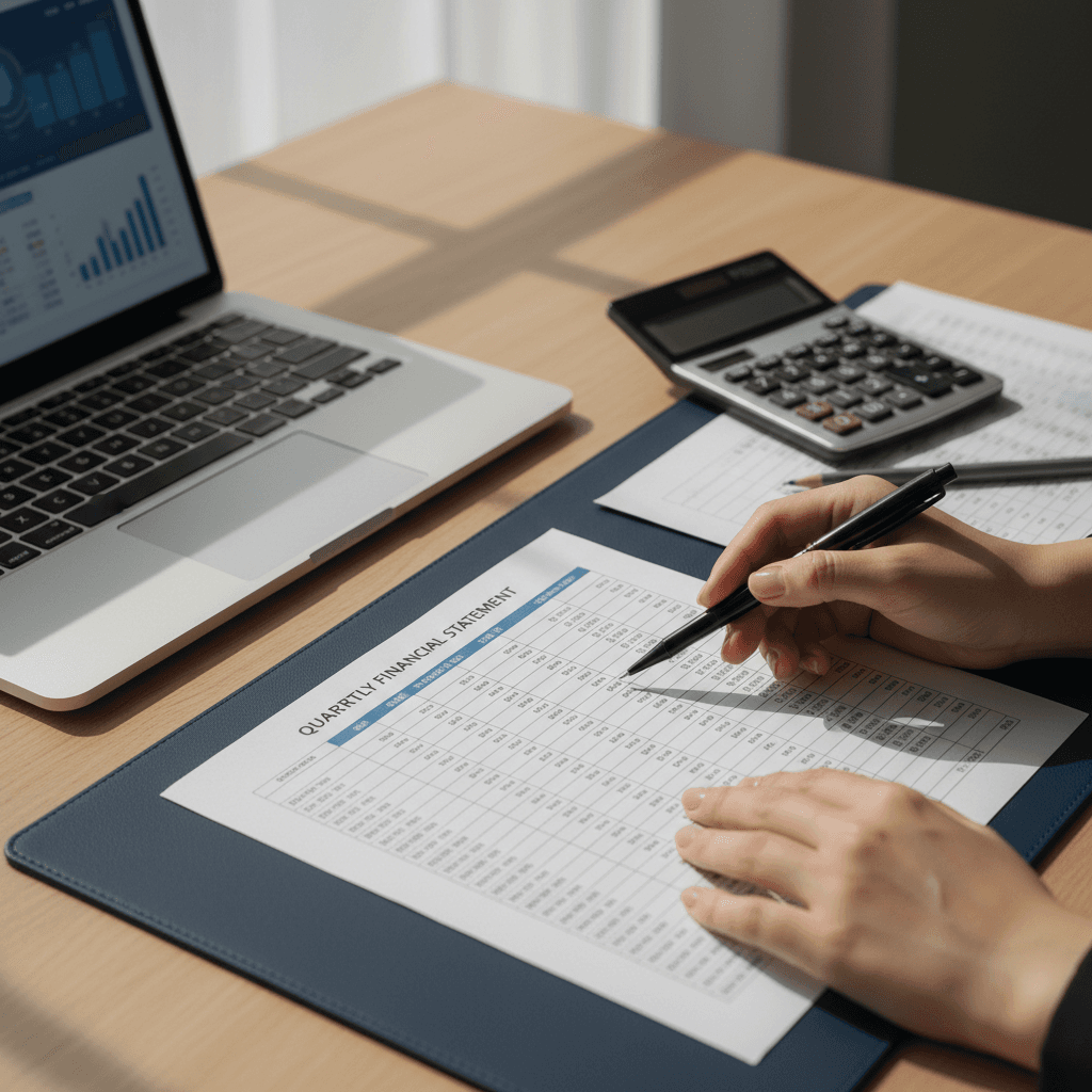 payroll documents organized on a desk